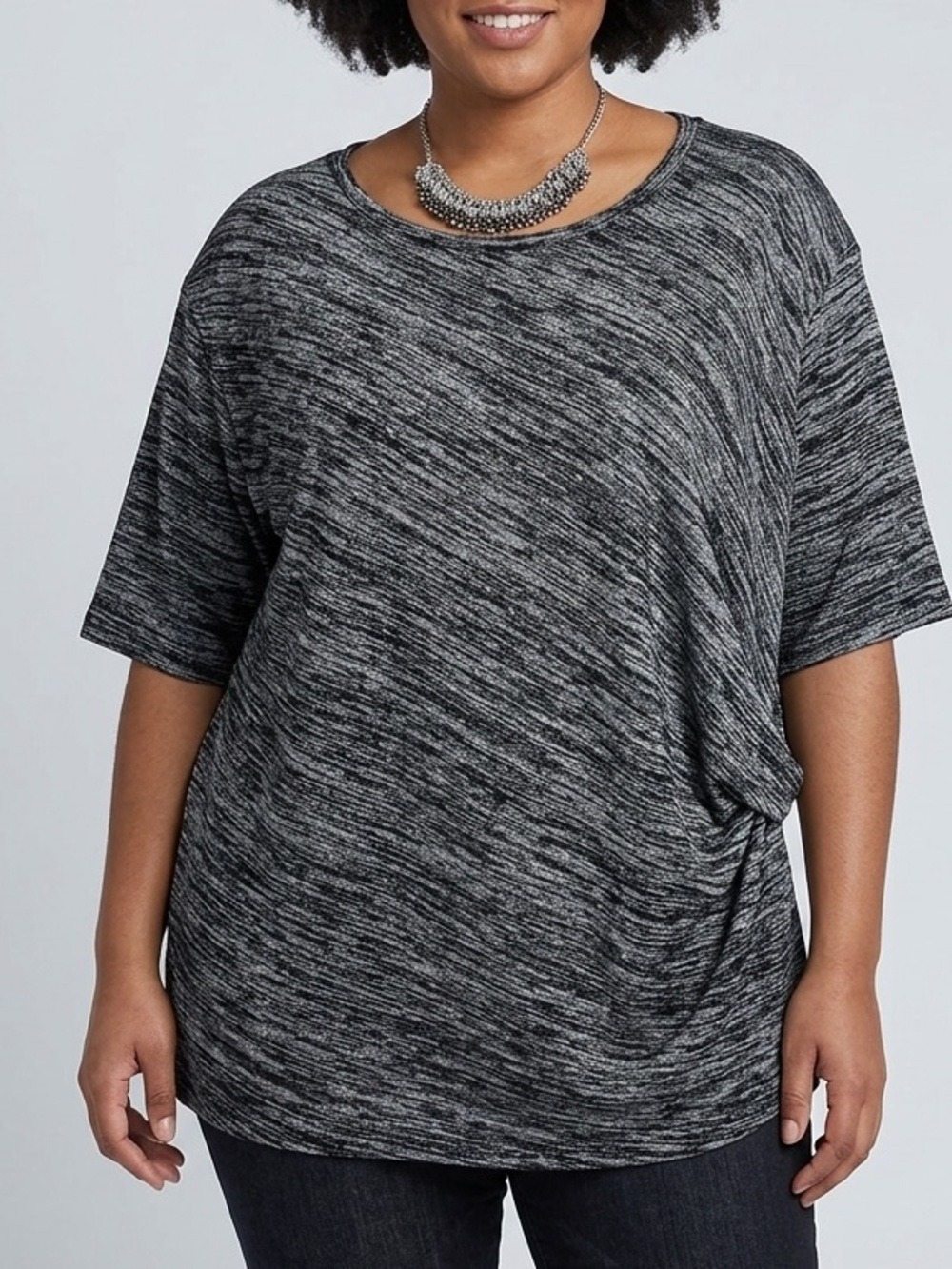 😍CLEARANCE - AVA & VIV Black White Short Sleeve Top 3X